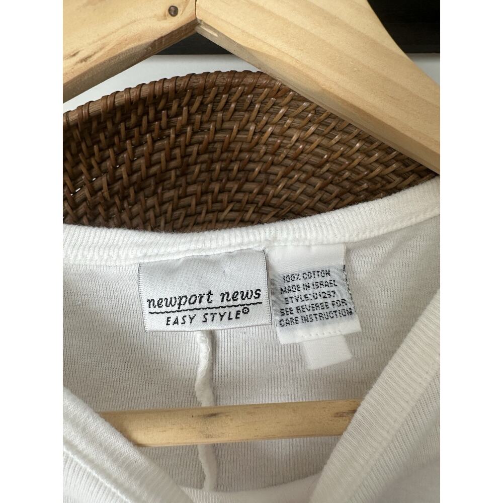 Vintage 90’s Newport News Size Medium 100% Cotton Ruched White Midi Dress - Picture 4 of 4